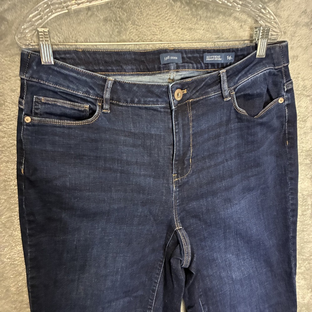 J.Jill Womens Boyfriend Straight Leg Ankle Denim Jean 16 Tall Dark Indigo Wash